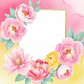 Peony flower watercolor painting Flowers flat lay floral pattern flower fream jpg Royalty Free Stock Photo