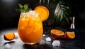 Frozen orange drink. Glass of orange drink in hurricane cocktail glass. Royalty Free Stock Photo
