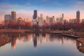 Chicago, Illinois, USA at spring sunset. Royalty Free Stock Photo