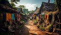 Street of a poor gypsy village. AI-Generated. Royalty Free Stock Photo