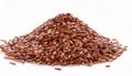 Brown color flax seeds which is the richest source of omega-3 fatty acids isolated on white