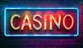 Casino sign neon lights. Bright casino entrance neon lights Royalty Free Stock Photo