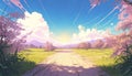 Generated image Animated idylic scenery path road Royalty Free Stock Photo