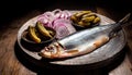 Smoked Herring with Pickles & Onions Royalty Free Stock Photo
