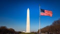 Washington Monument and American Flag Royalty Free Stock Photo