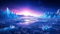 Blue ice mountains at sunrise. AI-Generated image. Royalty Free Stock Photo
