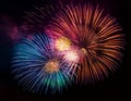 Fireworks Grand Finale. Beautiful fireworks going off with plenty of room for your text in the dark night sky Royalty Free Stock Photo