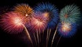 Fireworks Grand Finale. Beautiful fireworks going off with plenty of room for your text in the dark night sky Royalty Free Stock Photo