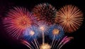 Fireworks Grand Finale. Beautiful fireworks going off with plenty of room for your text in the dark night sky Royalty Free Stock Photo