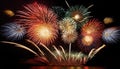 Fireworks Grand Finale. Beautiful fireworks going off with plenty of room for your text in the dark night sky Royalty Free Stock Photo