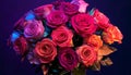 A bouquet with roses in neon colors or gradient shades Royalty Free Stock Photo
