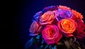 A bouquet with roses in neon colors or gradient shades Royalty Free Stock Photo
