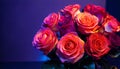 A bouquet with roses in neon colors or gradient shades Royalty Free Stock Photo