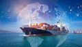 Global business logistics import export background and container cargo freight ship transport concept Royalty Free Stock Photo