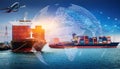 Global business logistics import export background and container cargo freight ship transport concept Royalty Free Stock Photo