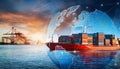 Global business logistics import export background and container cargo freight ship transport concept Royalty Free Stock Photo
