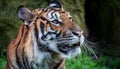 Sumatran tiger roar, critically endangered species with only around 140 left in the wild Royalty Free Stock Photo