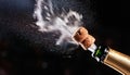 Close up of champagne cork pop. Close up photo of champagne cork popping Royalty Free Stock Photo