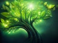 AI Generated Green Energy Representation with the Tree of Life Royalty Free Stock Photo