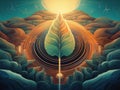 AI Generated Carbon-Free Conceptual Art with Leaf Symbolism Royalty Free Stock Photo