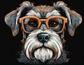 Schnauzer Logo: Dark Silver And Amber Glasses Illustration. Royalty Free Stock Photo