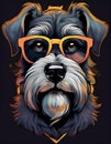 Schnauzer Logo: Dark Silver And Amber Glasses Illustration. Royalty Free Stock Photo