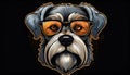 Schnauzer Logo: Dark Silver And Amber Glasses Illustration. Royalty Free Stock Photo