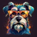 Schnauzer Logo: Dark Silver And Amber Glasses Illustration. Royalty Free Stock Photo