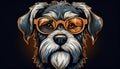 Schnauzer Logo: Dark Silver And Amber Glasses Illustration. Royalty Free Stock Photo