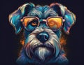 Schnauzer Logo: Dark Silver And Amber Glasses Illustration. Royalty Free Stock Photo