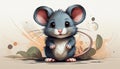 Minimalistic Whimsical Clipart Drawings Of Mouse. Royalty Free Stock Photo