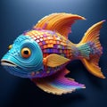 Colorful 3d Lego Fish: A Masterpiece Of Plastic Art. Royalty Free Stock Photo