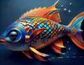 Colorful 3d Lego Fish: A Masterpiece Of Plastic Art. Royalty Free Stock Photo