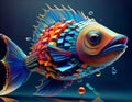 Colorful 3d Lego Fish: A Masterpiece Of Plastic Art. Royalty Free Stock Photo