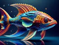 Colorful 3d Lego Fish: A Masterpiece Of Plastic Art. Royalty Free Stock Photo