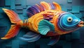 Colorful 3d Lego Fish: A Masterpiece Of Plastic Art. Royalty Free Stock Photo