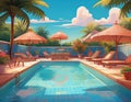 Swimming Pool, Sunshade and Drinks Royalty Free Stock Photo
