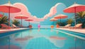 Swimming Pool, Sunshade and Drinks Royalty Free Stock Photo