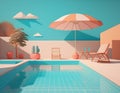 Swimming Pool, Sunshade and Drinks Royalty Free Stock Photo