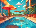 Swimming Pool, Sunshade and Drinks Royalty Free Stock Photo