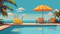 Swimming Pool, Sunshade and Drinks Royalty Free Stock Photo
