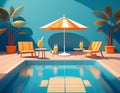 Swimming Pool, Sunshade and Drinks Royalty Free Stock Photo