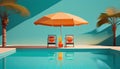 Swimming Pool, Sunshade and Drinks Royalty Free Stock Photo