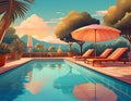 Swimming Pool, Sunshade and Drinks Royalty Free Stock Photo