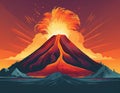 Volcano eruption illustration. Royalty Free Stock Photo