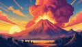 Volcano eruption illustration. Royalty Free Stock Photo