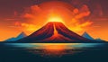 Volcano eruption illustration. Royalty Free Stock Photo