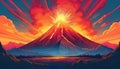 Volcano eruption illustration. Royalty Free Stock Photo