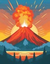Volcano eruption illustration. Royalty Free Stock Photo