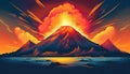 Volcano eruption illustration. Royalty Free Stock Photo